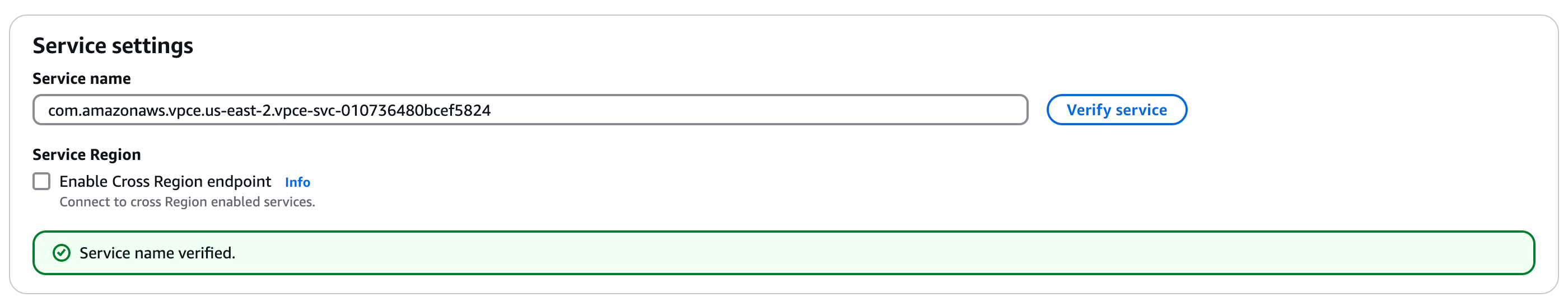 VPC Create endpoint