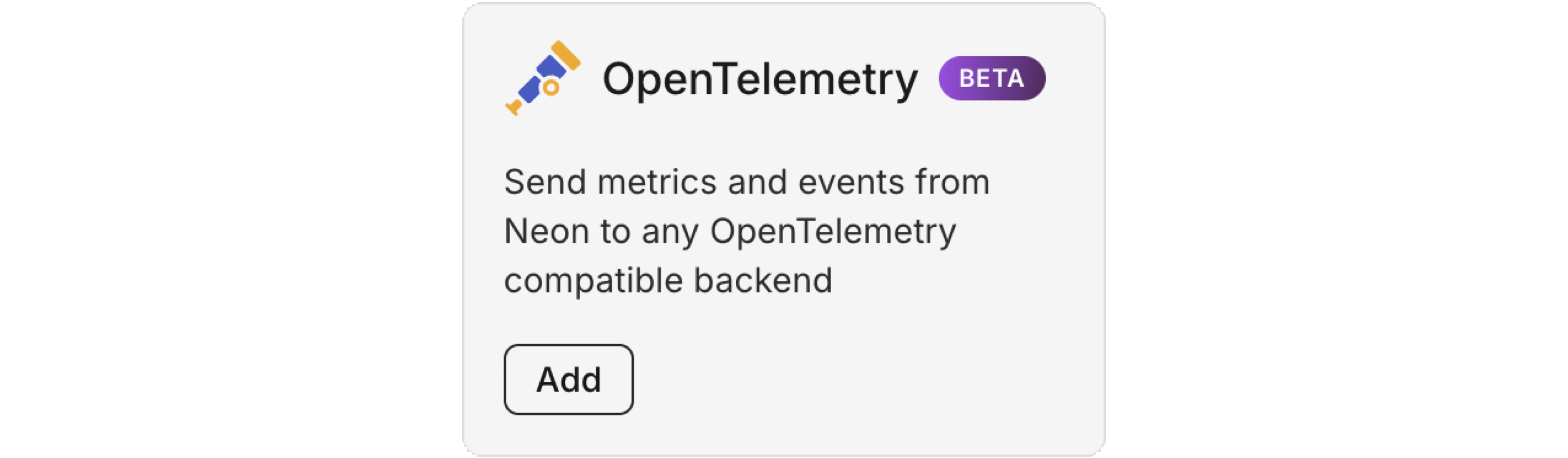 OpenTelemetry integration card