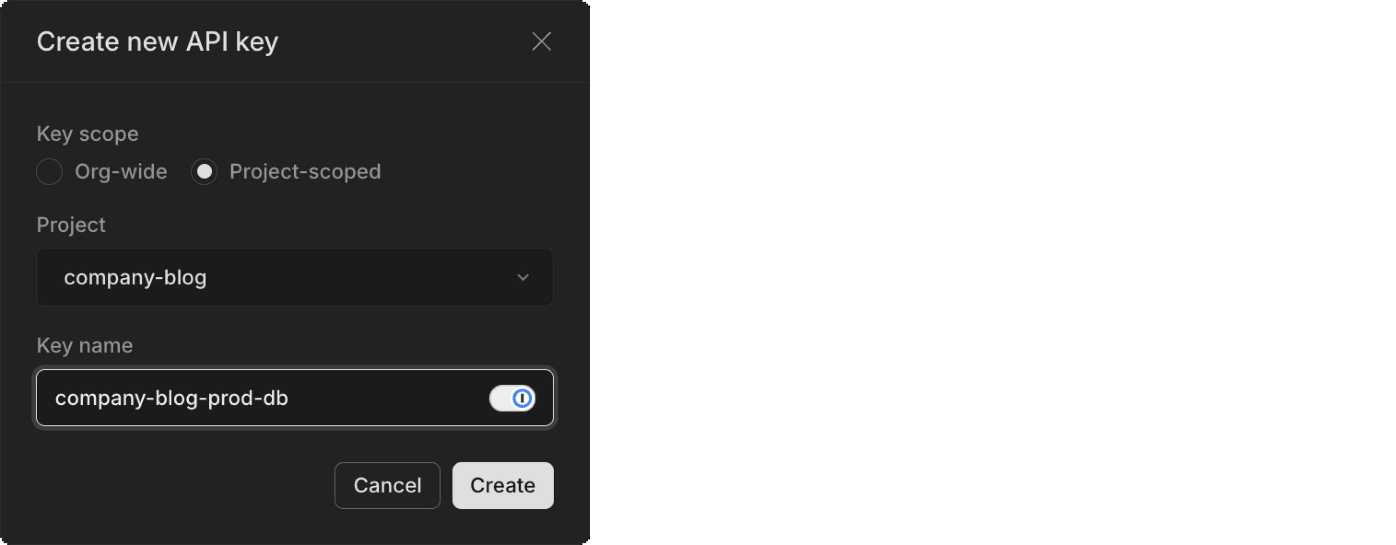 Project-scoped API keys from the Console