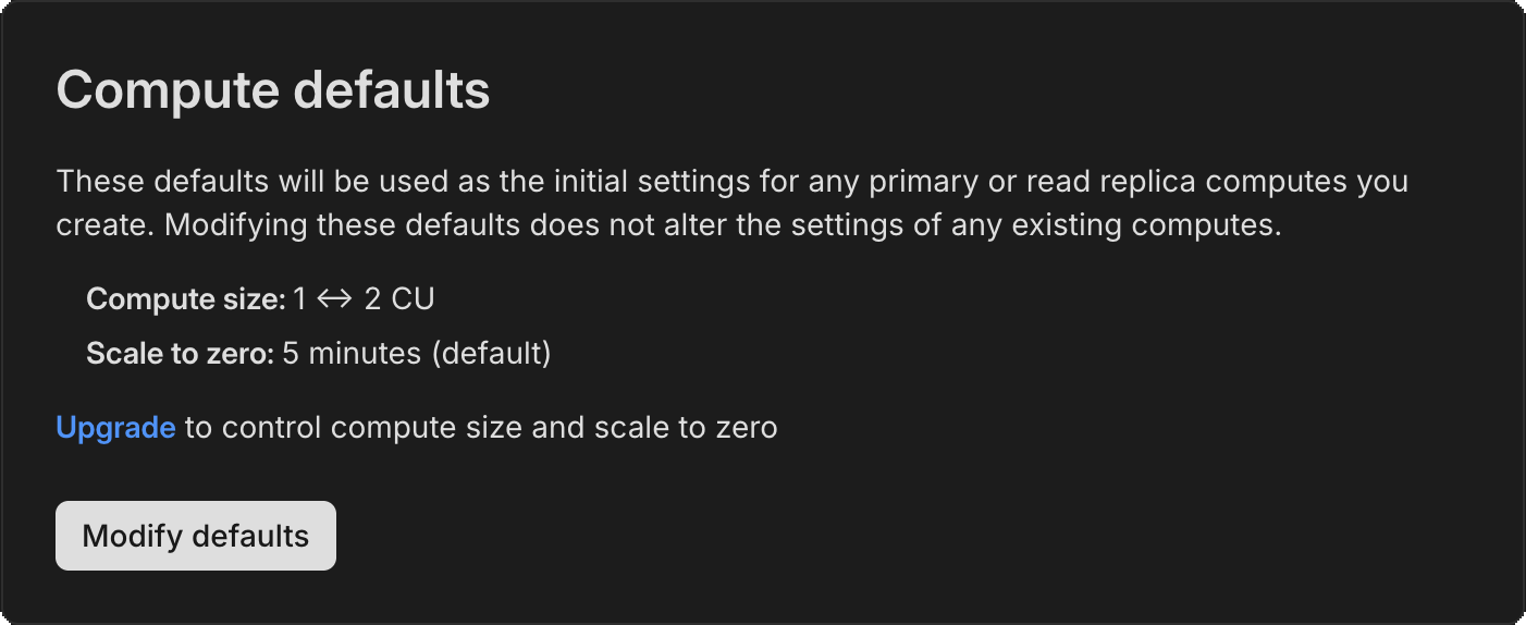 compute default settings