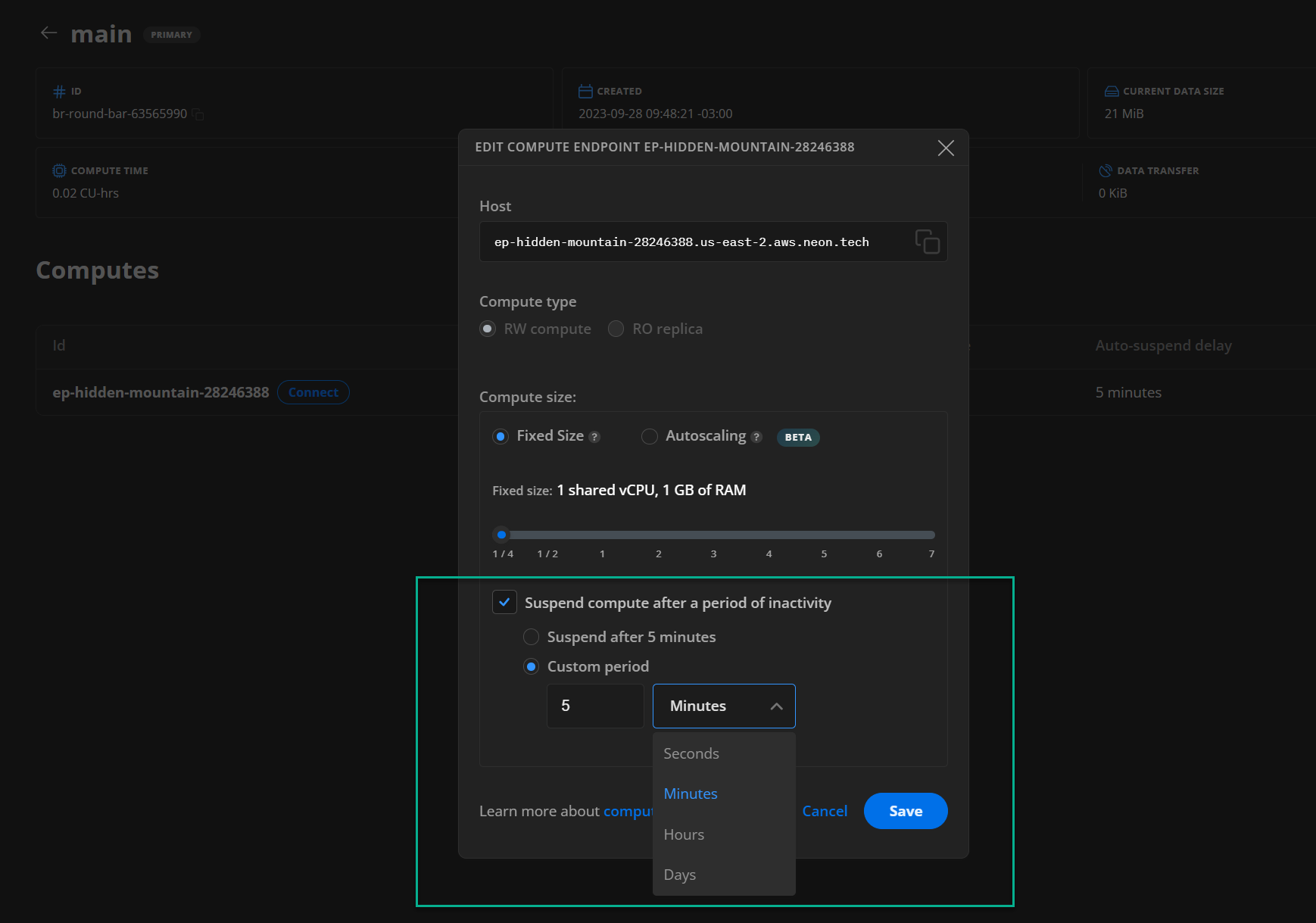 Scale to zero delay controls