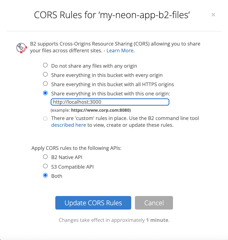 Example CORS configuration