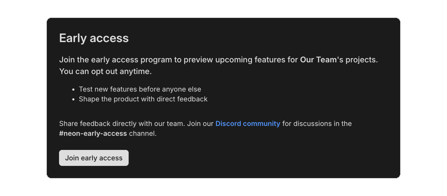 Early Access settings for organizations