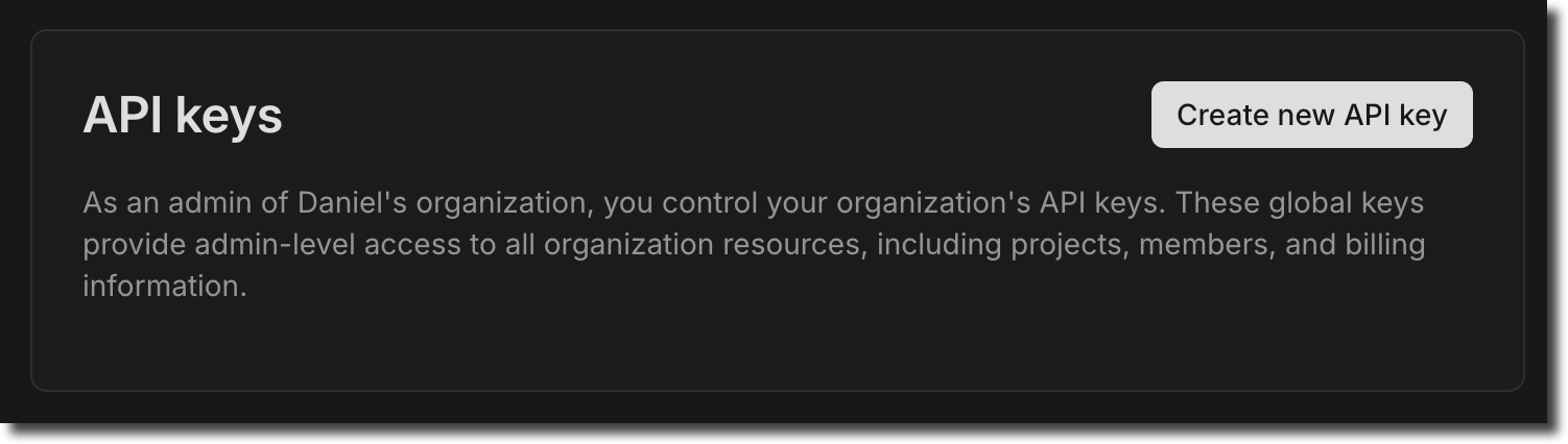 Organization API keys control