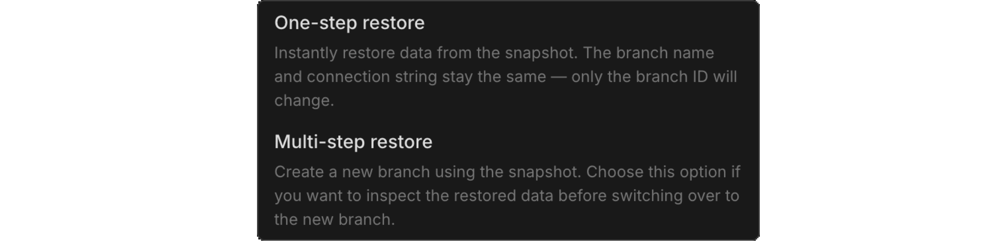 Snapshot restore options