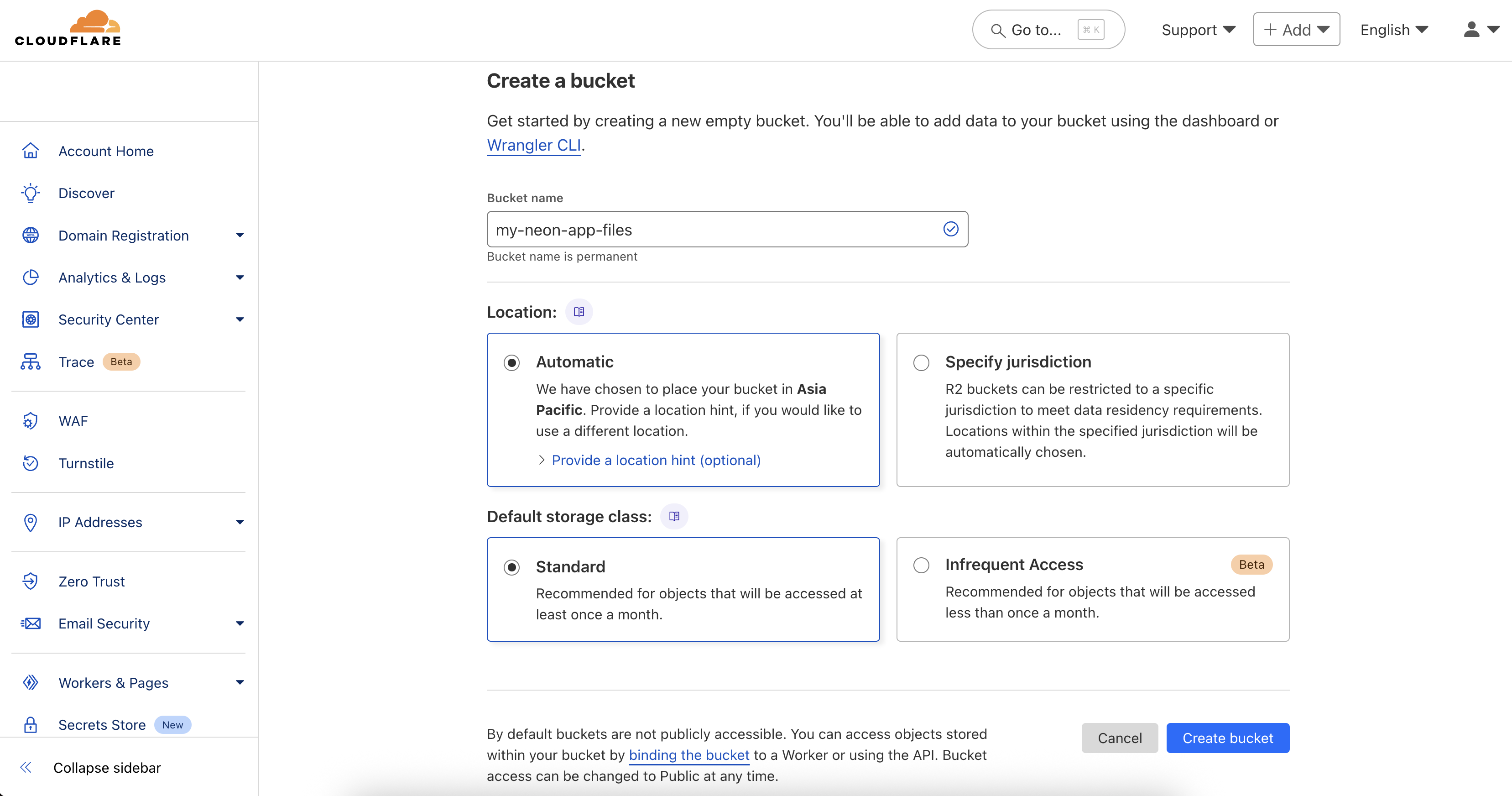 Create R2 Bucket