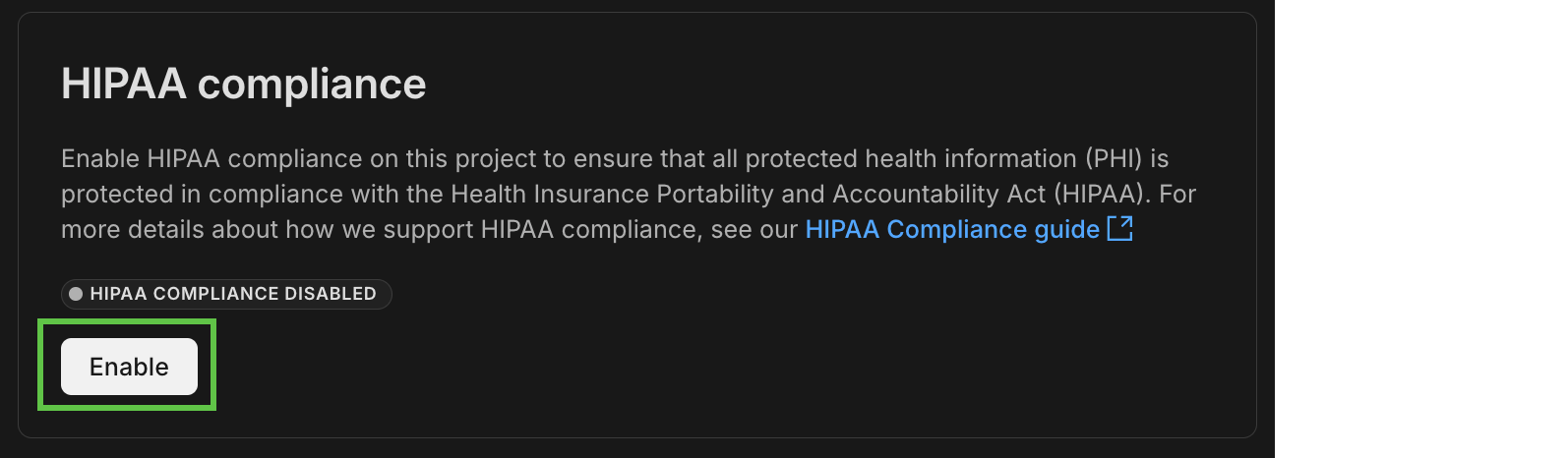 Enable HIPAA