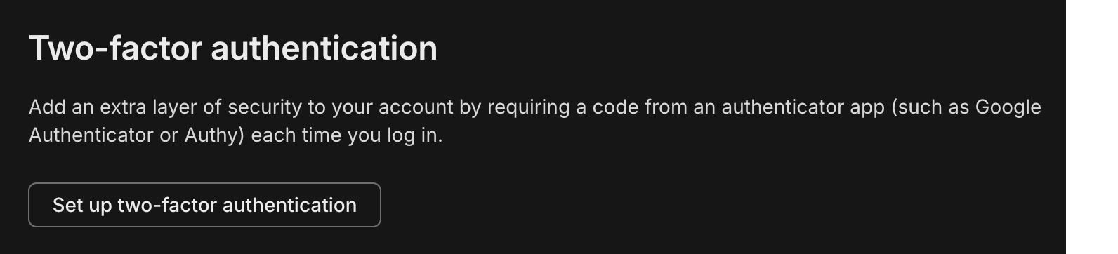 Two-factor authentication setting
