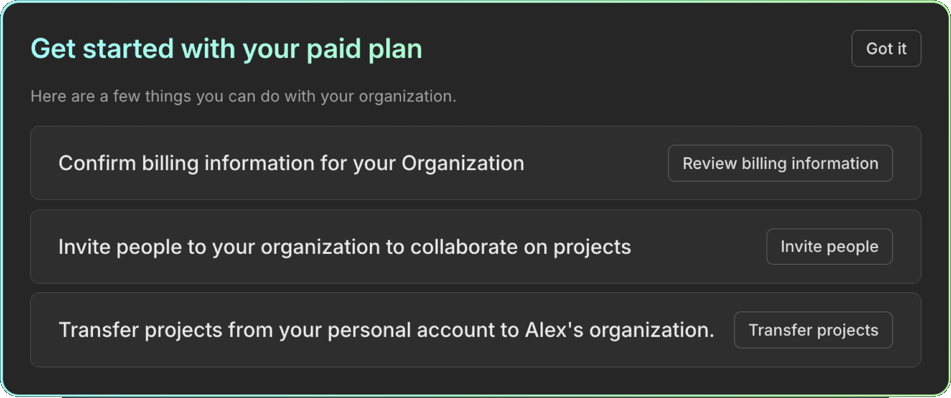 get started with your new org