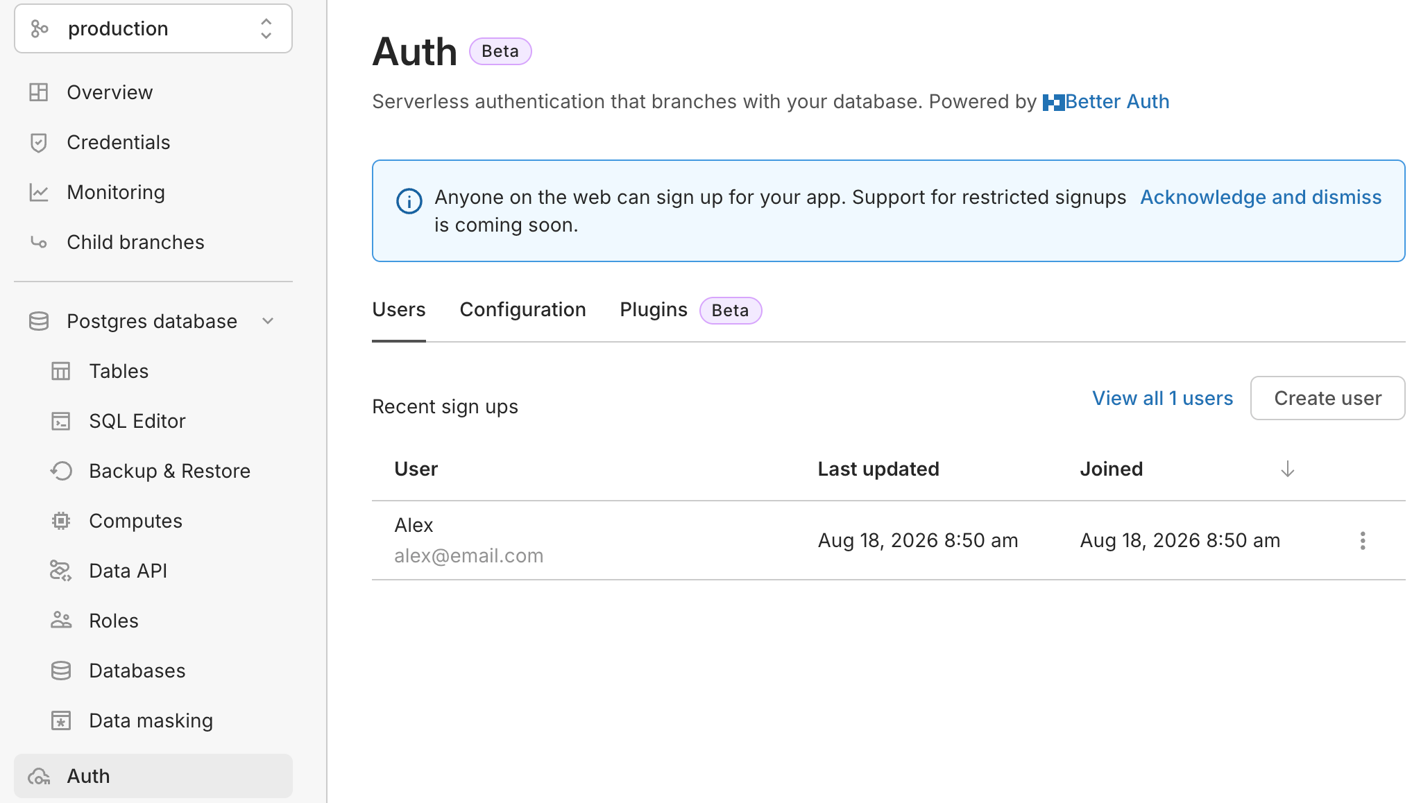 Assign admin role in Neon Console