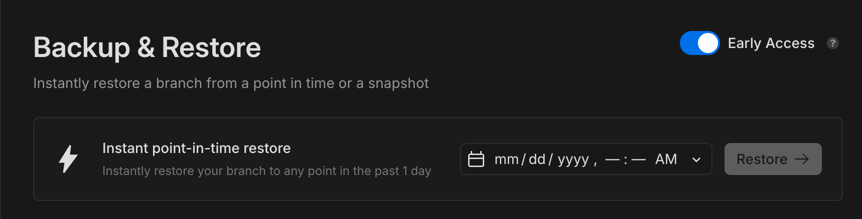 backup &amp; restore toggle