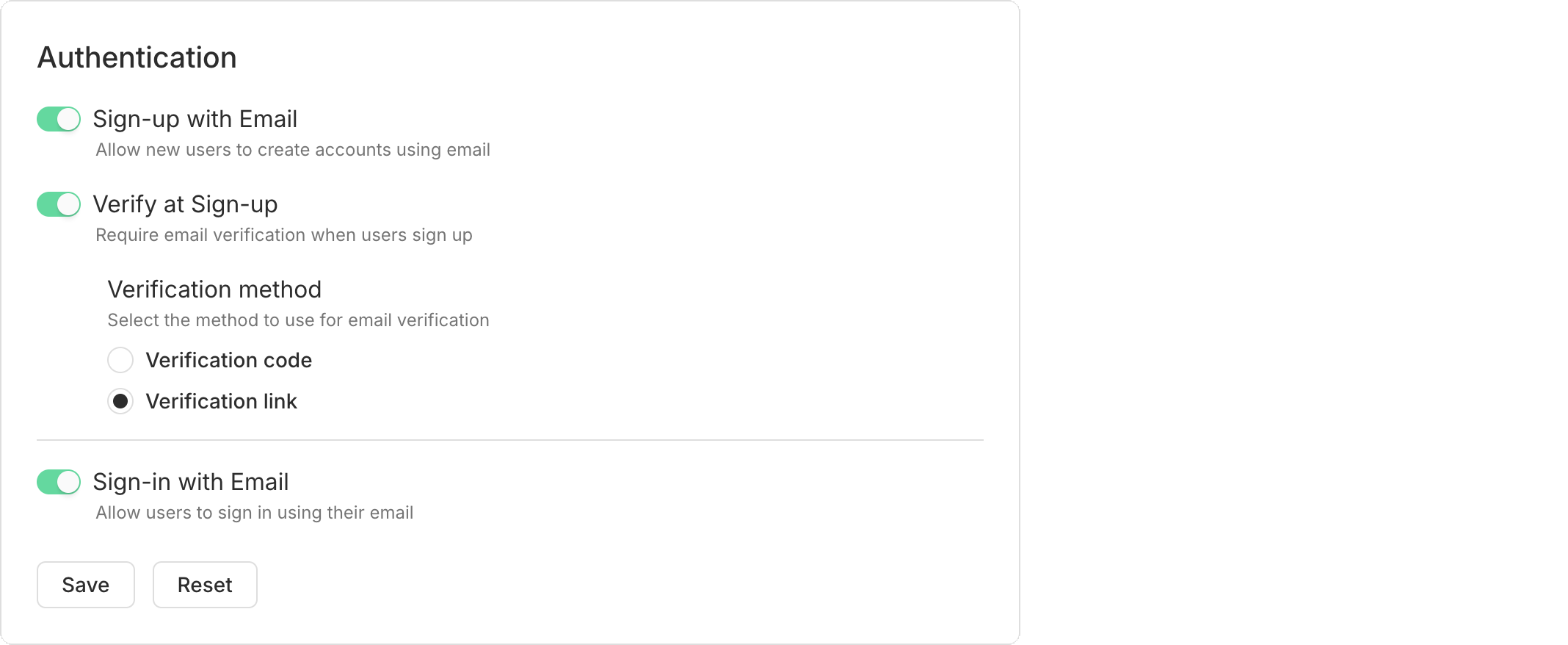 Email verification settings in Neon Console