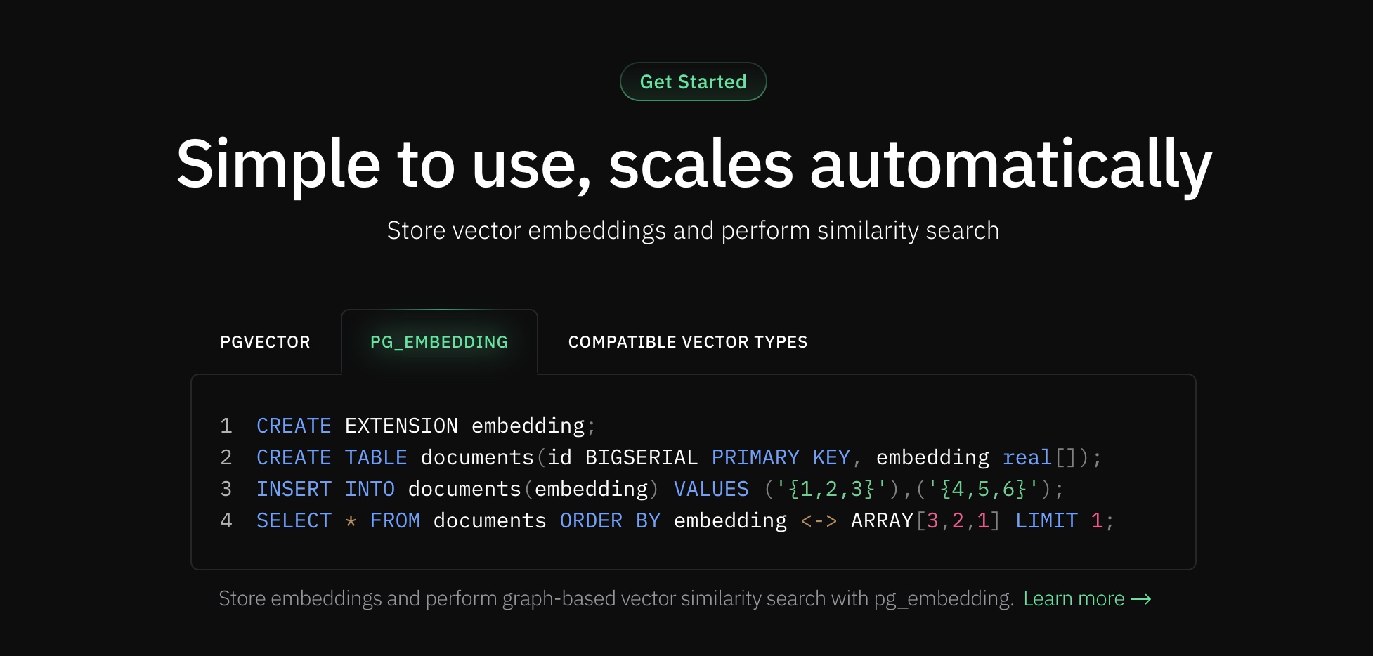 pg\_embedding commands