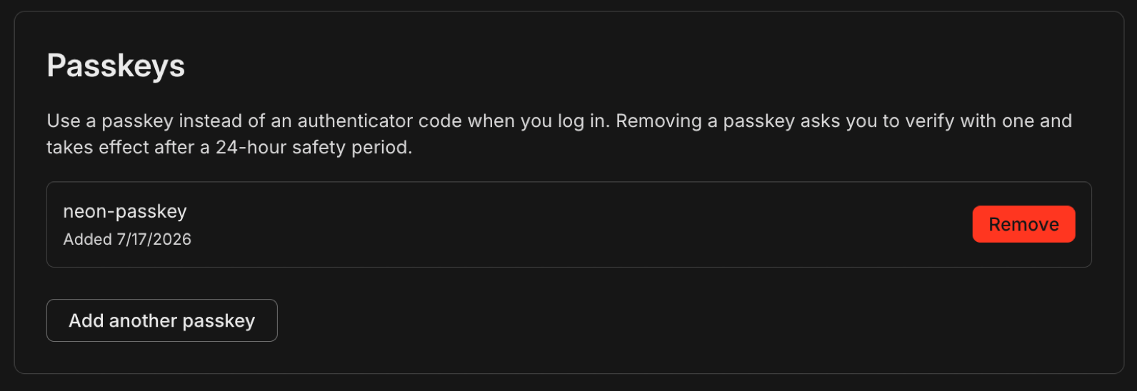 Sign in to Neon with a passkey