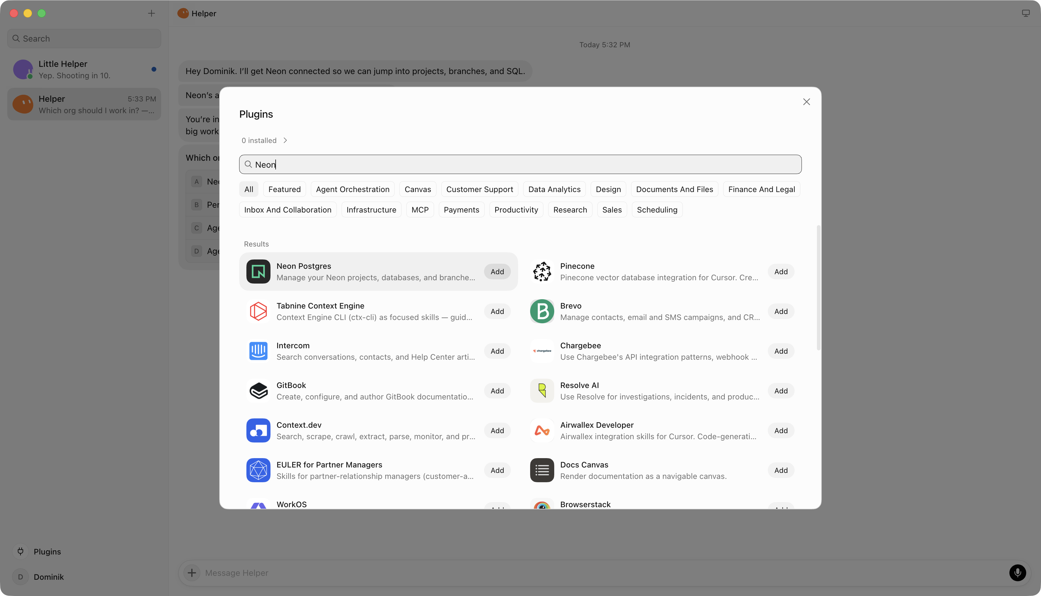 Plugins directory in Grok Bot, searching for Neon