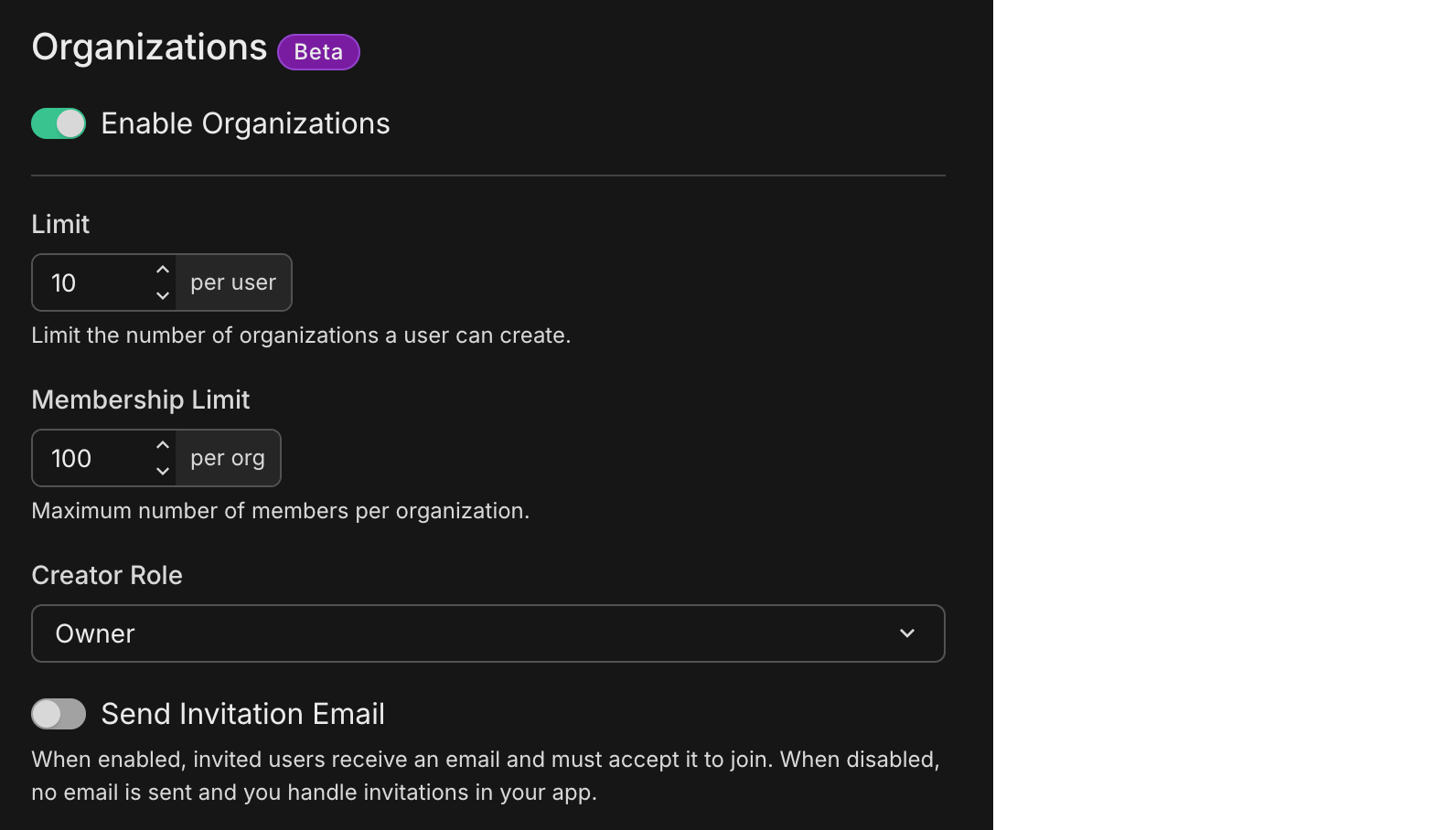 Auth Configuration > Organizations in the Neon Console