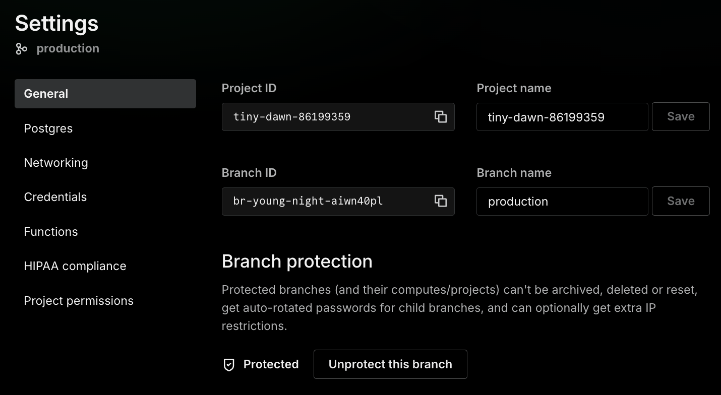The redesigned, tabbed project Settings page