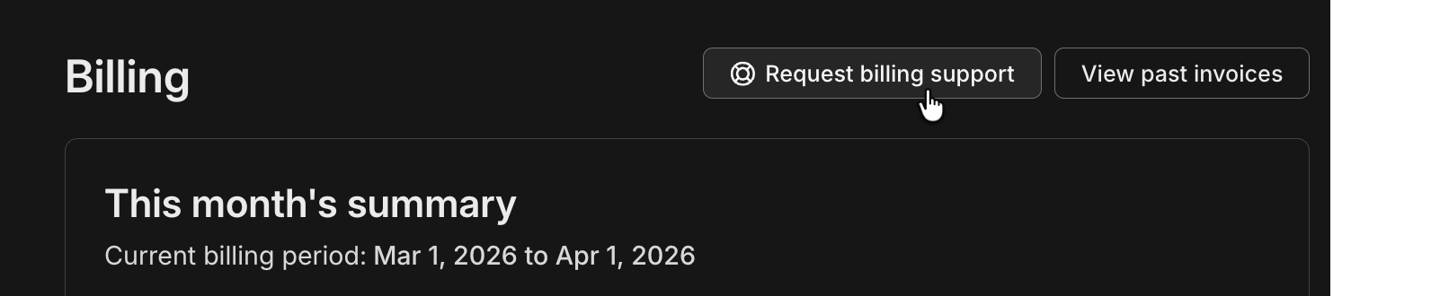 Request billing support button