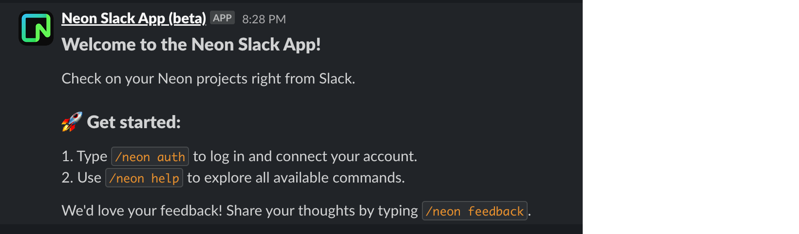 Neon App for Slack
