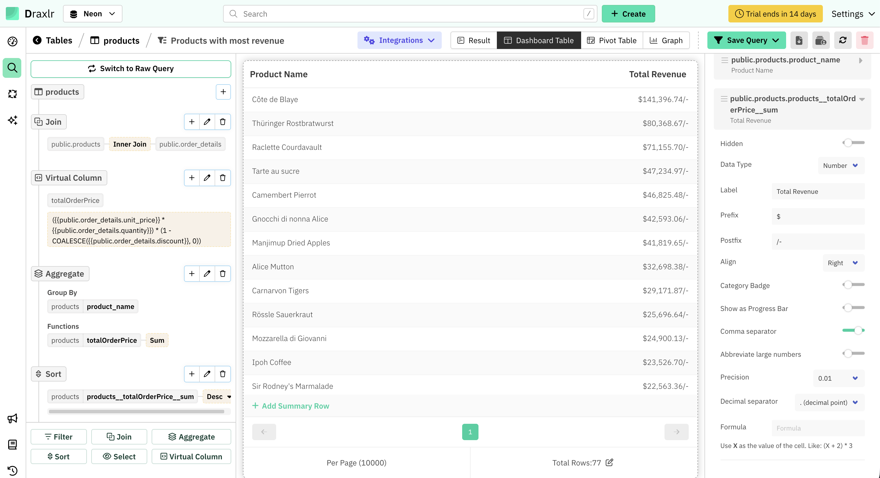 Draxlr Visual Query Builder