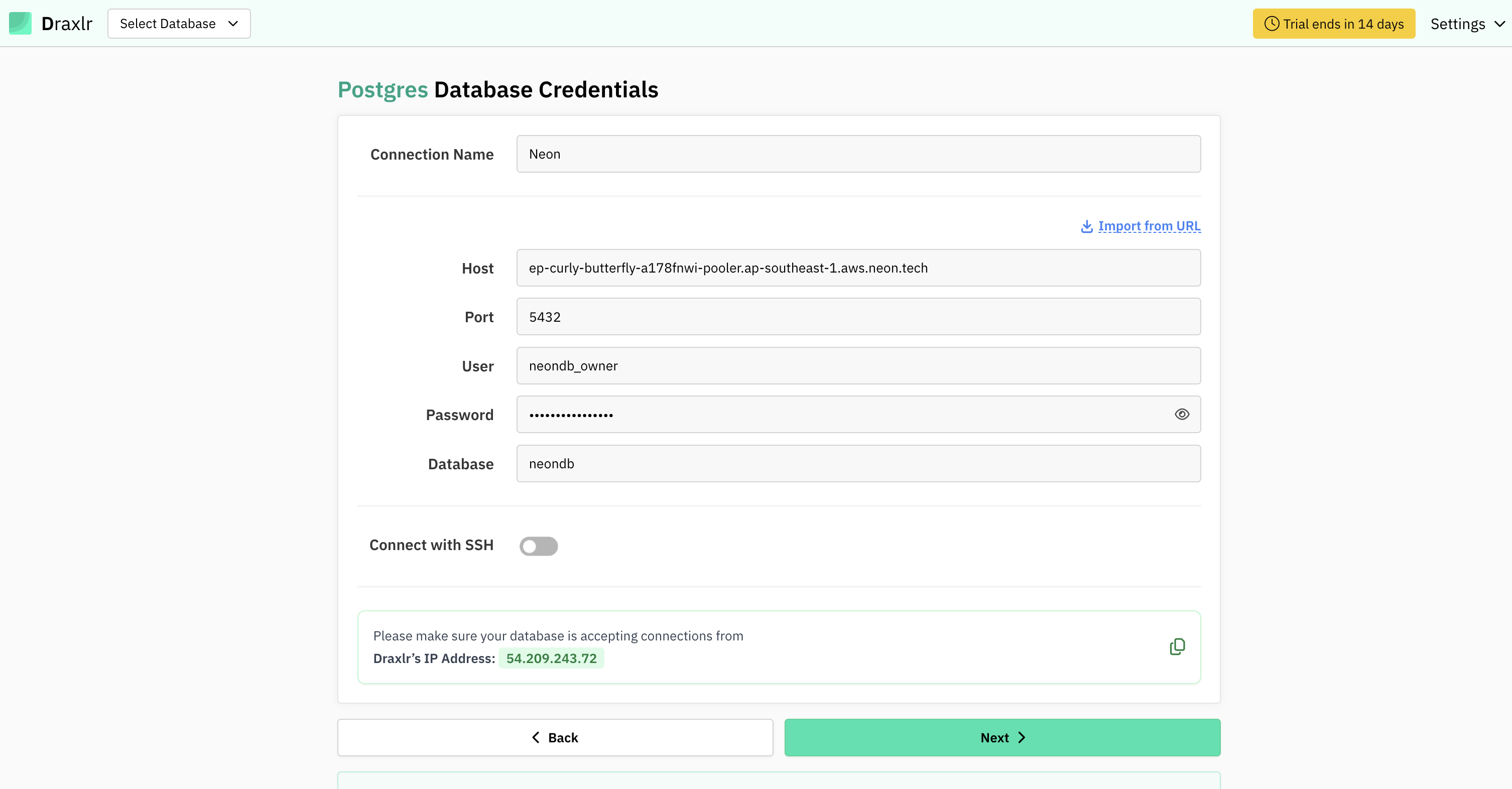 Adding connection details