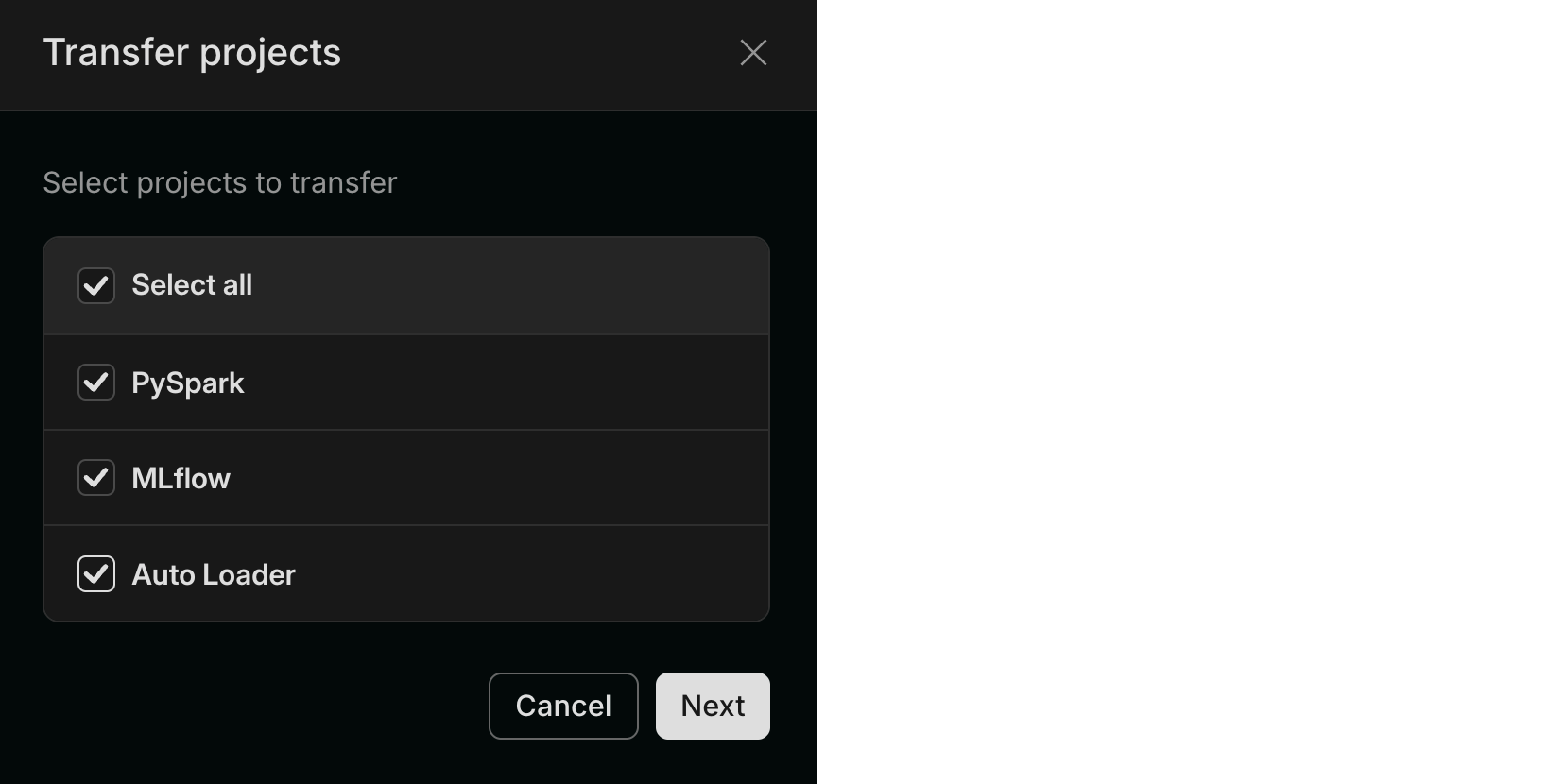 multiple project transfer